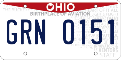OH license plate GRN0151