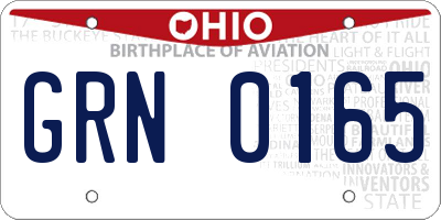 OH license plate GRN0165