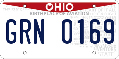 OH license plate GRN0169