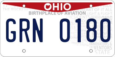OH license plate GRN0180