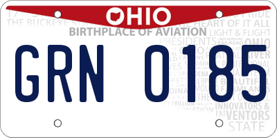 OH license plate GRN0185