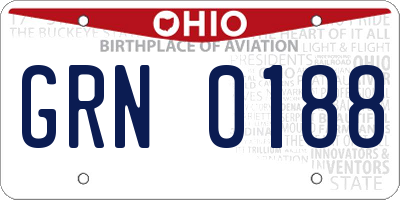 OH license plate GRN0188