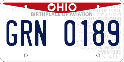 OH license plate GRN0189