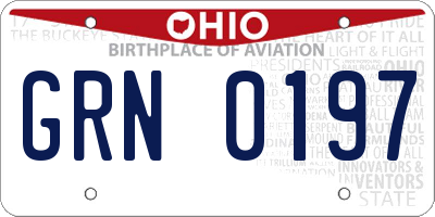 OH license plate GRN0197