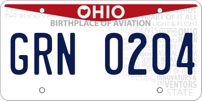 OH license plate GRN0204
