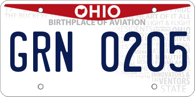 OH license plate GRN0205