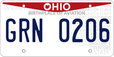 OH license plate GRN0206
