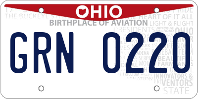 OH license plate GRN0220