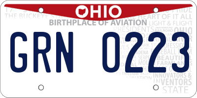 OH license plate GRN0223