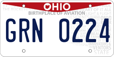 OH license plate GRN0224