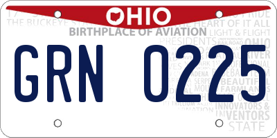 OH license plate GRN0225
