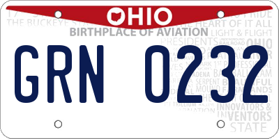 OH license plate GRN0232