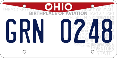 OH license plate GRN0248