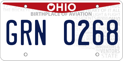 OH license plate GRN0268
