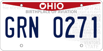 OH license plate GRN0271