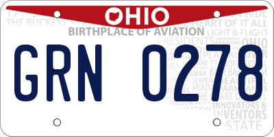 OH license plate GRN0278