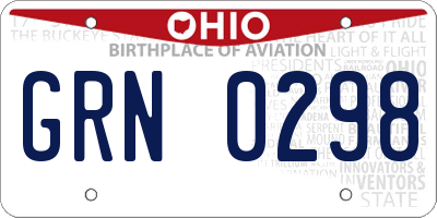 OH license plate GRN0298