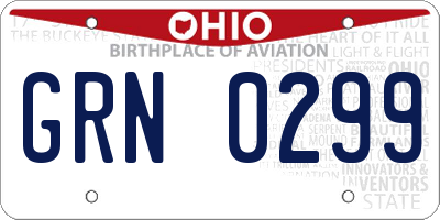 OH license plate GRN0299