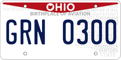 OH license plate GRN0300