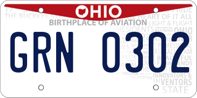 OH license plate GRN0302