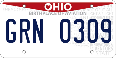 OH license plate GRN0309