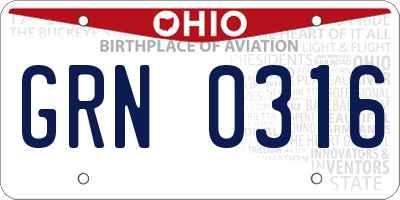 OH license plate GRN0316