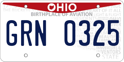 OH license plate GRN0325