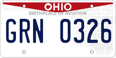 OH license plate GRN0326