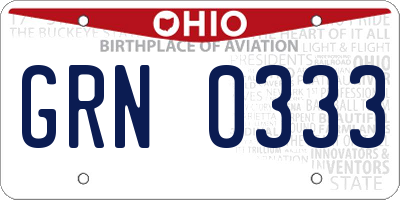OH license plate GRN0333