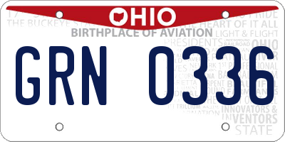 OH license plate GRN0336