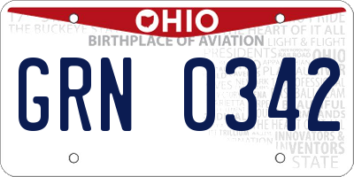 OH license plate GRN0342