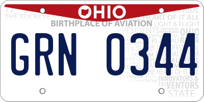 OH license plate GRN0344