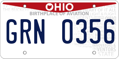 OH license plate GRN0356