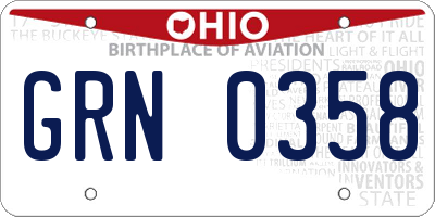 OH license plate GRN0358