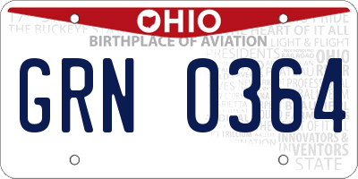 OH license plate GRN0364