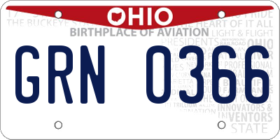 OH license plate GRN0366