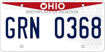 OH license plate GRN0368