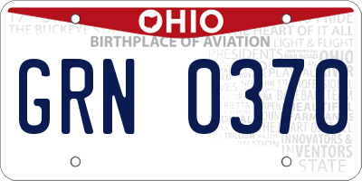OH license plate GRN0370