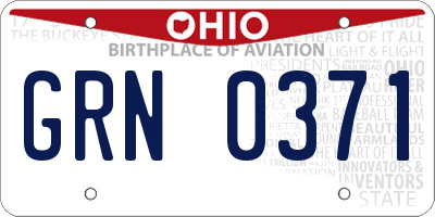 OH license plate GRN0371