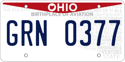 OH license plate GRN0377