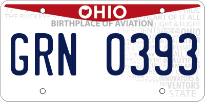 OH license plate GRN0393