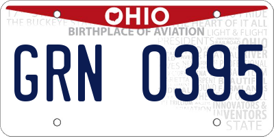 OH license plate GRN0395