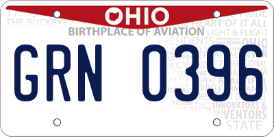 OH license plate GRN0396