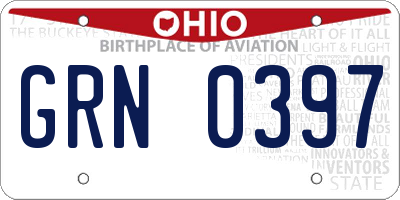OH license plate GRN0397