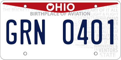 OH license plate GRN0401