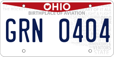 OH license plate GRN0404