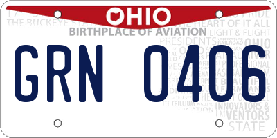 OH license plate GRN0406
