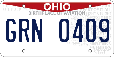 OH license plate GRN0409