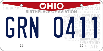 OH license plate GRN0411