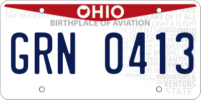 OH license plate GRN0413